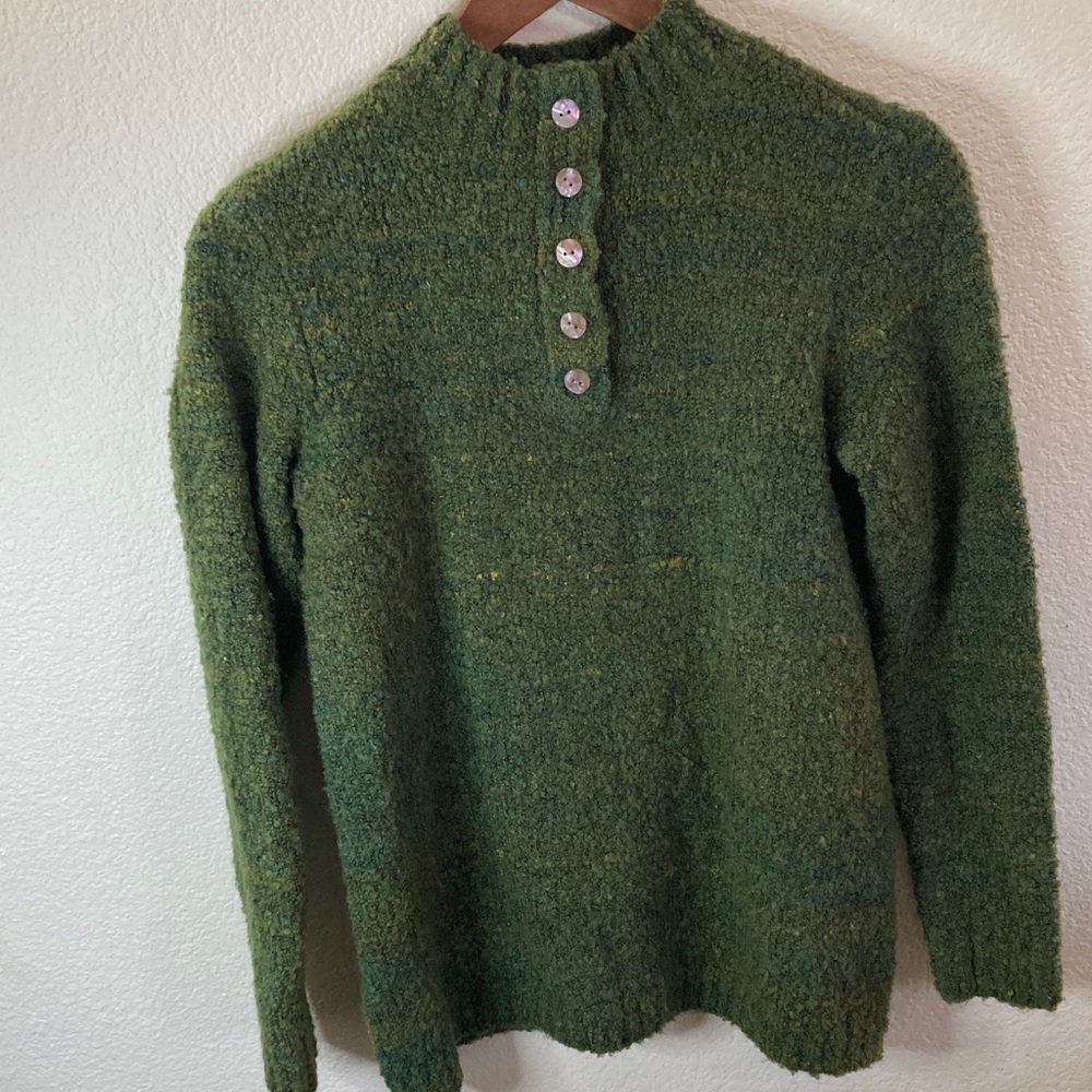 Monterey Bay olive Green with golden threads Women's Turtleneck Sweater Classic